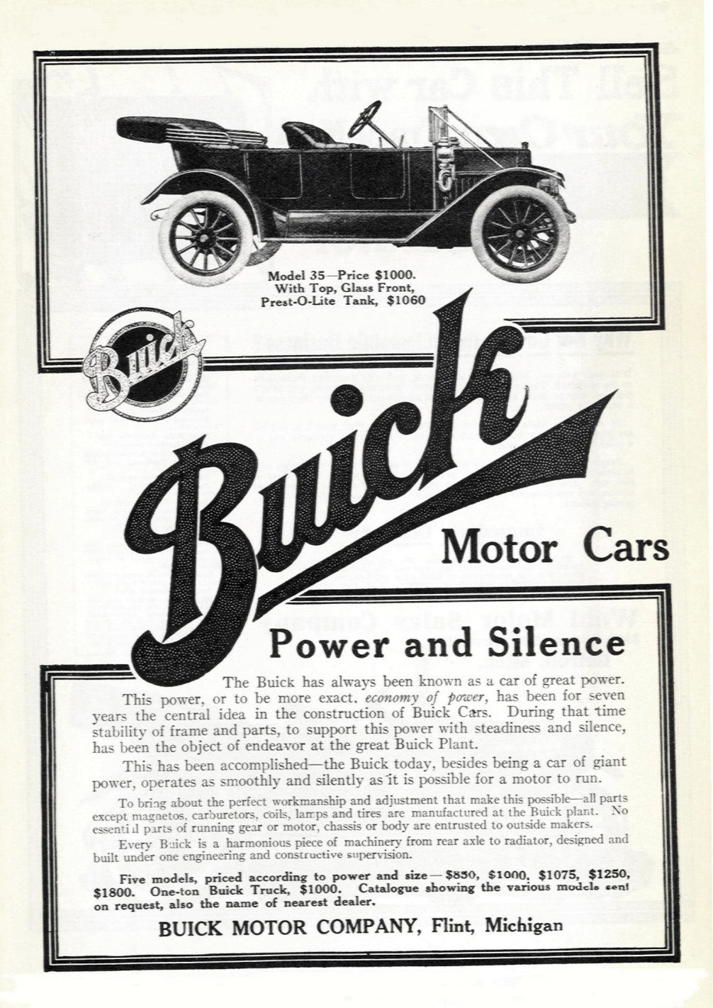 1912 Buick Auto Advertising